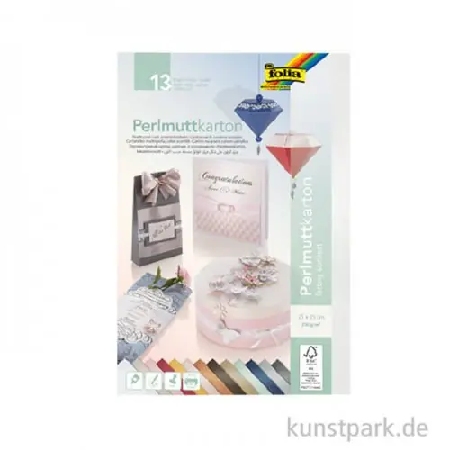 Perlmuttkarton Set, farbig sortiert, 25 x 35 cm, 13 Bogen, 250g/m² Hochwertig