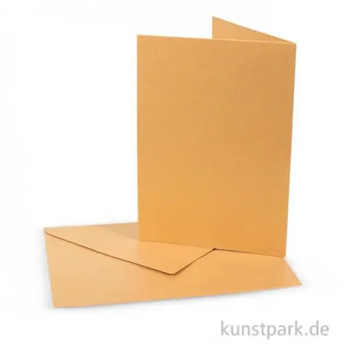 Perlmuttkarte mit Umschlag - Gold, 10,5x15 cm, 10 Stück Großhandel