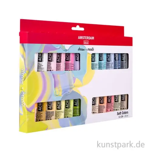 Direkt Vom Hersteller Talens AMSTERDAM Acrylfarben Set mit 24 x 20 ml - Weiche Farben