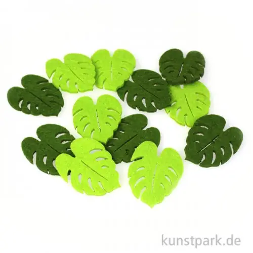 Expressversand Blätter aus Filz - Grünmix, 12 Stück