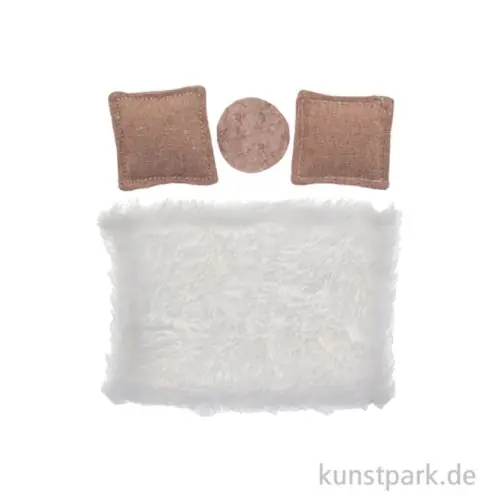 Miniatur Teppich + Kissen, Wohnzimmer Set, Beige-Weiß, 4-teilig Jetzt Kaufen