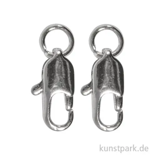 Schmuck Karabiner-Schließe, Silber, 9,2 x 3,4 mm, 2 Stück Knallerangebot