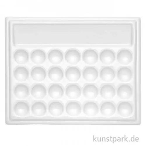 Heißes Angebot Eckige Porzellanpalette mit 28 Näpfen und Wassermulde
