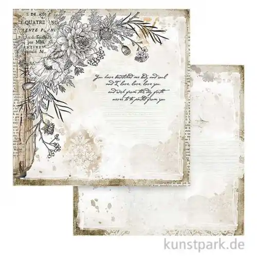 Kostenloser Rückversand Stamperia Scrappapier - Romantic Journal Corner with Flower, 30,5x30,5 cm