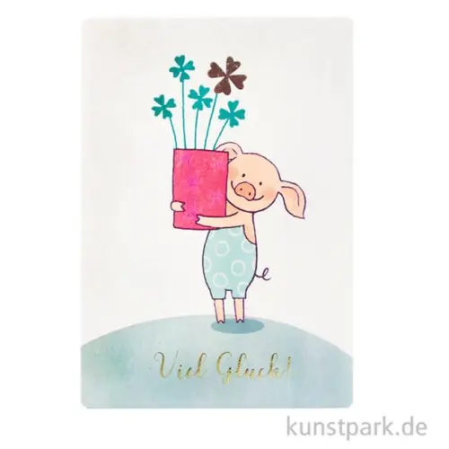 Super-Preis Good old friends - Saubande Postkarte, Kleeblätter, Viel Glück