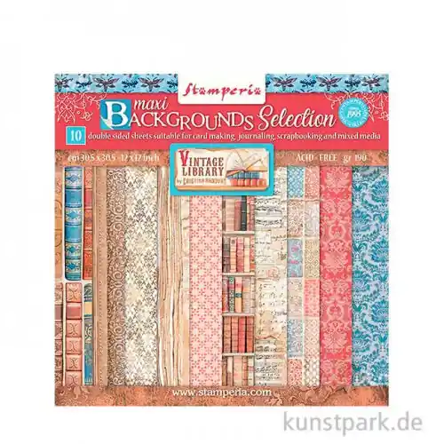 Stamperia Scrapbooking Pad - Vintage Library Backgrounds, 20,3 cm Heißes Angebot