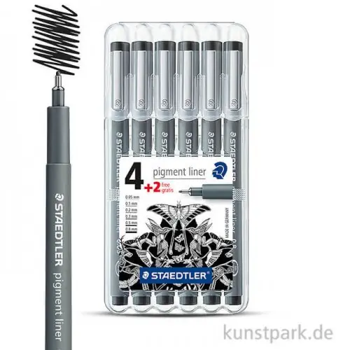 Letzte Chance STAEDTLER Pigment Liner 6er Set schwarze Fineliner