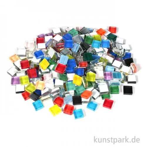 Ausverkauf Soft Glas-Mosaiksteine - Bunt, 1x1 cm, 500 g