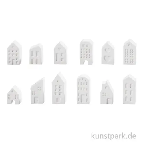 Günstig Silikonform Häuschen, 12 Motive, 2,5 - 4,5 cm