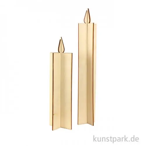 Kerze aus Holz - 2 Stück sortiert Preiswert