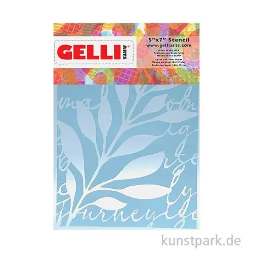 Gelli Arts - Stencil, Leaves & Script, 12,7 x 17,8 cm Bestpreis