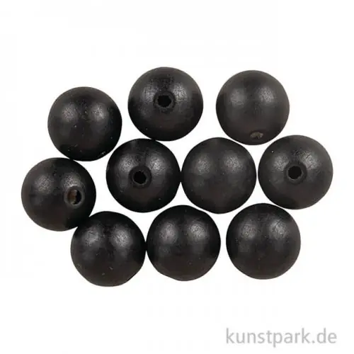 Original Holzperlen, Schwarz, matt, 20 mm, 8 Stück
