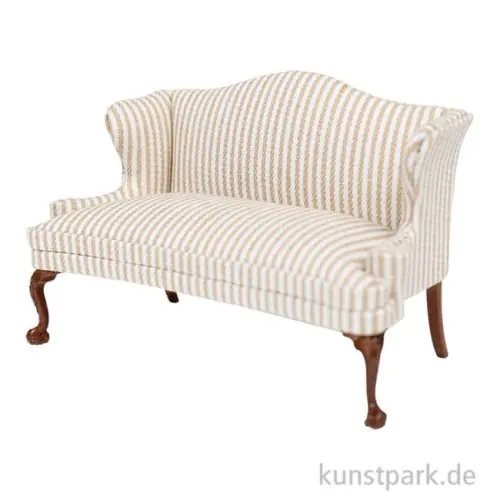 Top-Angebot Miniatur Sofa, Nussbaum-Beige gestreift, 11,5 x 5,5 x 8 cm