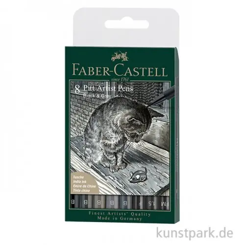 Geprüft Faber-Castell PITT Artist Pen Brush - 8er Set - Schwarz & Grau