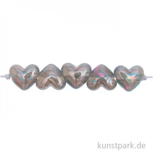 Finale Aktion Herz Perlen Holographisch, Grau, 17 x 15 x 9 mm, 12 Stück
