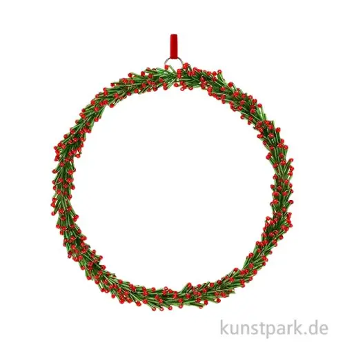 Preis Gesenkt Weihnachtshänger Kranz aus Glas, Grün / Rot, 20 x 20 x 2 cm