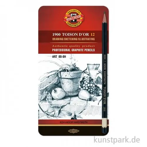 Koh-I-Noor TOISON DOR ART, 12 Graphitstifte im Metalletui 8B-8H Preisknaller