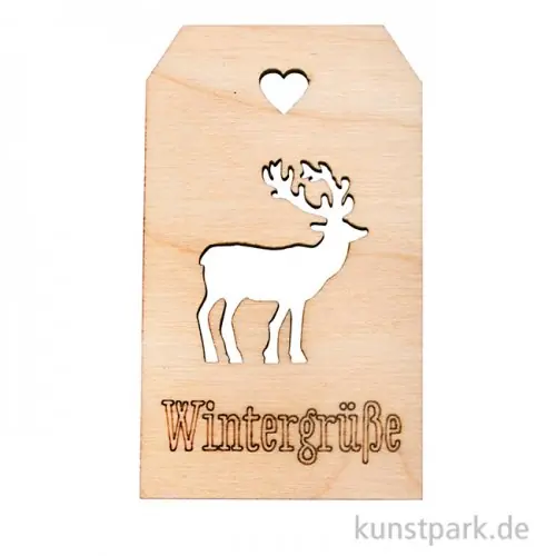 Holz-Anhänger - Wintergrüße, 4,8 x 8,2 cm Echt