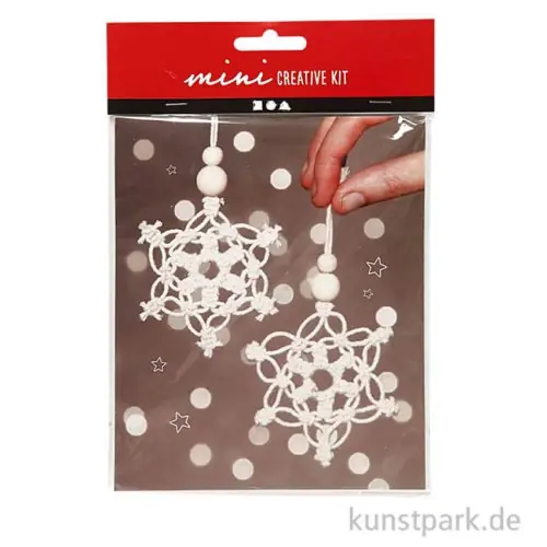 Mini Bastelset Makramee - Schneeflocken, 10 cm Letzte Chance