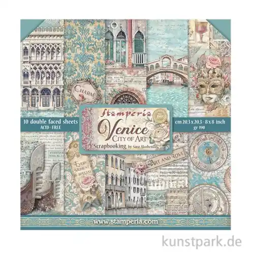 Stamperia Scrapbooking Pad - Venice City of Art, 20,3 x 20,3 cm Solange Der Vorrat Reicht