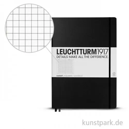 Leuchtturm Notizbuch Hardcover - Schwarz - Kariert Top-Qualität