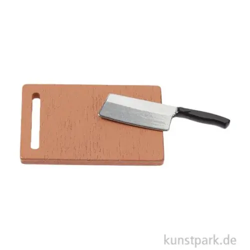 Garantierte Lieferung Miniatur Schneidbrett mit Messer, 3,8 cm
