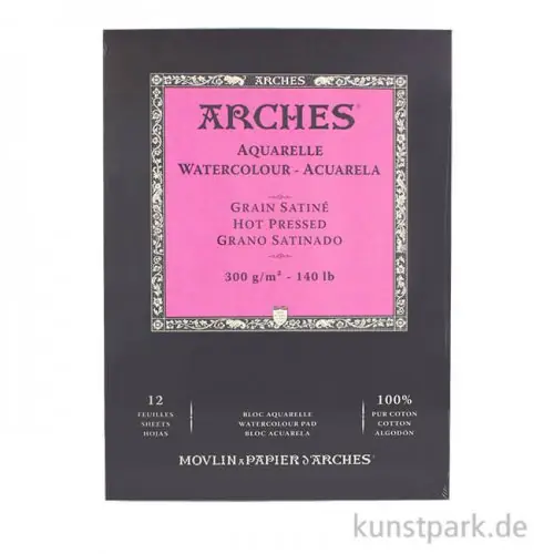 Sonderaktion ARCHES Aquarellpapier satiniert, 12 Blatt, 300g