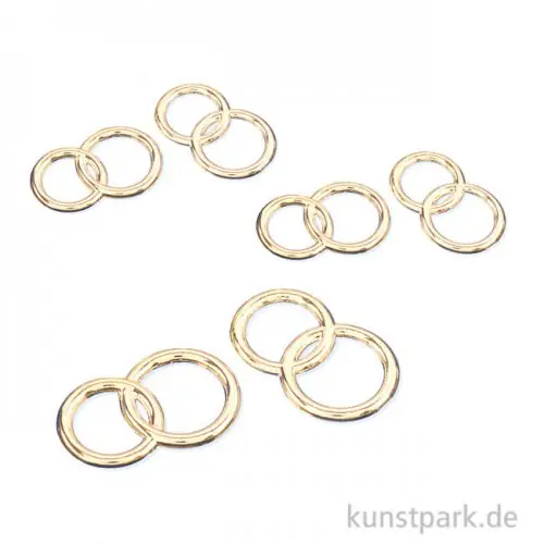 Premium Streuteile - Hochzeit, Ringe, ca. 2 cm, Gold, 6 Stück