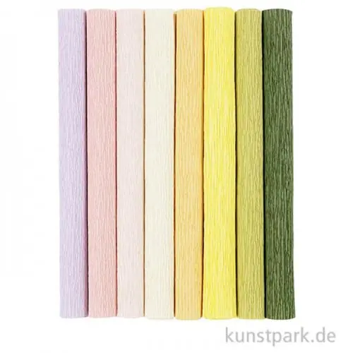 Krepppapier in Pastellfarben als Set mit 8 Farben, 25x60 cm, 105 g Letzte Chance