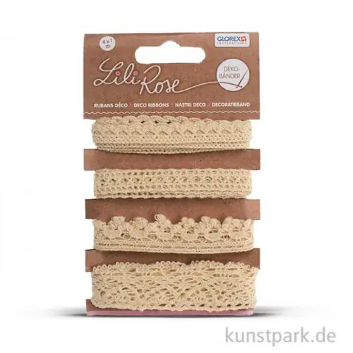 Must-Have Dekobänder - Spitze beige, 4 x 100 cm