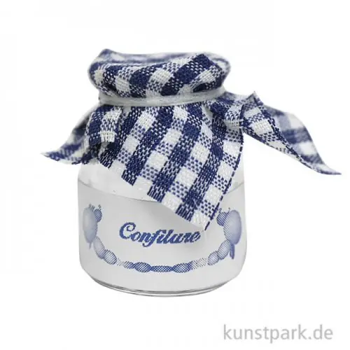 Miniatur Marmeladenglas mit Deckel, Weiß Blau, 18 x 25 mm Garantierte Lieferung
