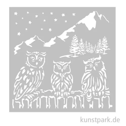 Stamperia Schablone - The Owl's House Owls, 18 x 18 cm Preisreduziert