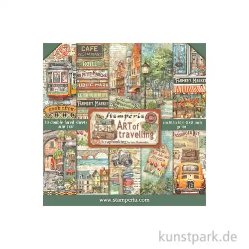Stamperia Scrapbooking Pad - Art of Travelling, 20,3 x 20,3 cm Nur Für Kurze Zeit