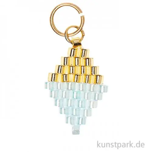 Top-Angebot Anhänger Brick-Stitch - Raute, Gold-Blau