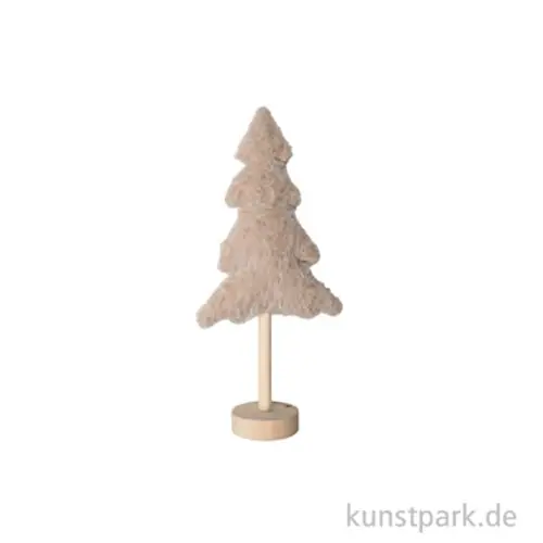 Zertifiziert Deko Tannenbaum Plüsch mit Holzständer, Natur, 14 x 7 x 34 cm