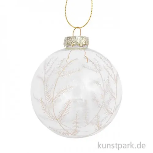 Original Glaskugel - Baumschmuck mit Ornament, Gold, 8 cm