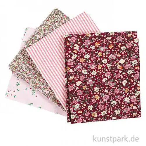 Preis Gesenkt Rosa Patchwork-Stoff im Set, Größe 45x55 cm, 4 Stück