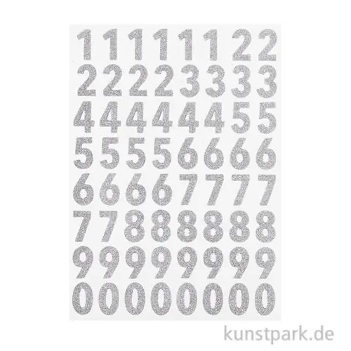 Glitzer Sticker - Zahlen, Silber Angebot