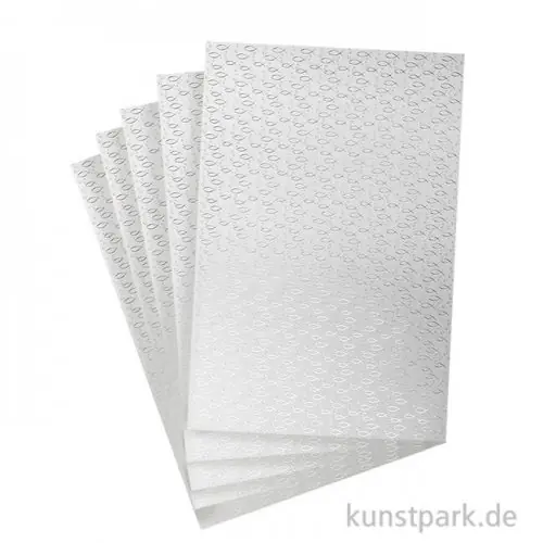 Preiswert Designkarton Silber - Christliche Fische, DIN A4, 5 Blatt, 200g