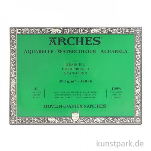 ARCHES Aquarellpapier fein, 20 Blatt, 300g Günstig