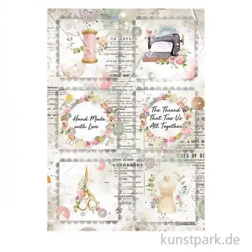 Stamperia Reispapier - Romantic Threads Mini Cards, DIN A4 Geld-Zurück-Garantie