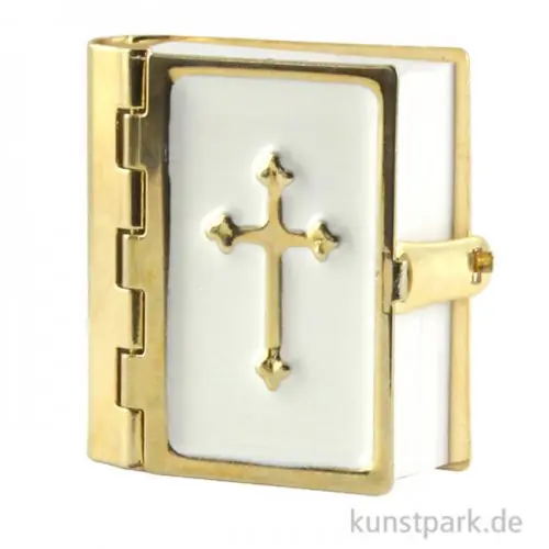 Wochenendangebot Mini Bibel Weiß-Gold, 3,5 cm