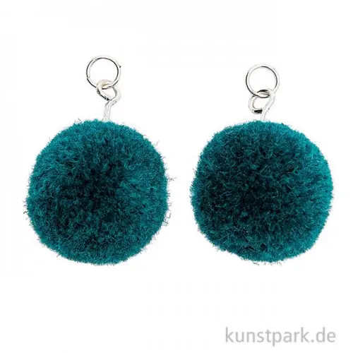 Anhänger Pompons - Türkis, 2er Set Im Trend