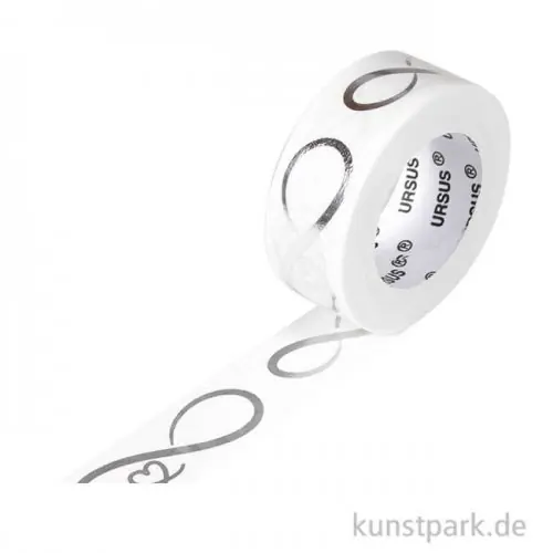 Neu Motiv-Klebeband Washitape - Unendlichkeit silber, 15 mm, 10 m