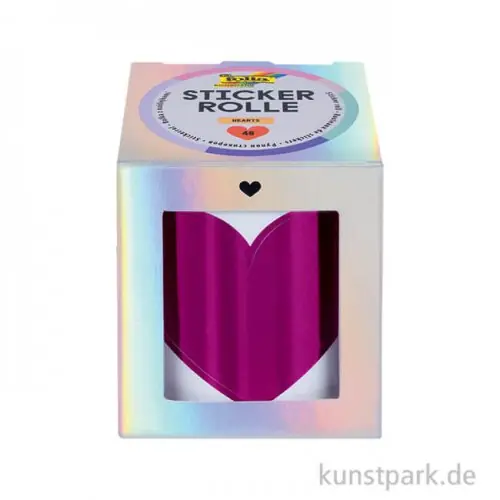 Online Kaufen Stickerrolle Hearts mit 48 Herz Aufklebern, Hot Foil irisierend, 3m