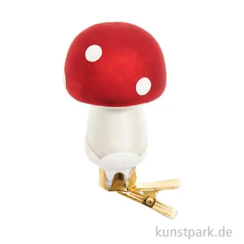 Letzte Chance Glas-Clip Fliegenpilz, Rund, Glitter 3,5 x 3,5 x 7,5 cm