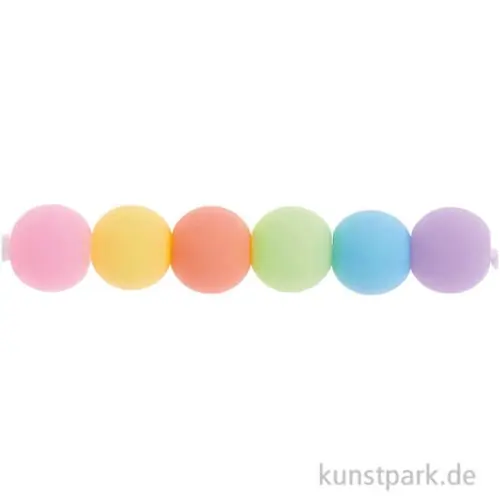 Kunststoffperlen Matt, Rainbow Pastell Mix, 8 mm, 48 Stück Top-Qualität