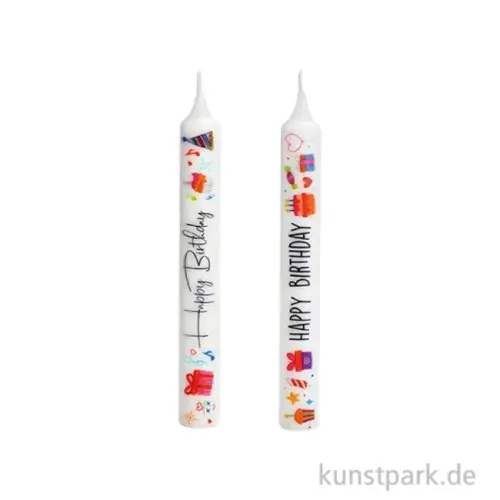 Kerze mit Spruch, Happy Birthday, Weiß, Sortiert, 2 x 20 x 2 cm Sofort Bestellen