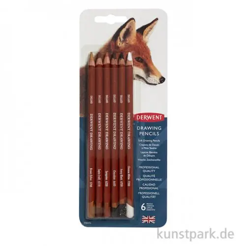 Derwent DRAWING, 6 weiche Sepia-Stifte sortiert Mengenrabatt
