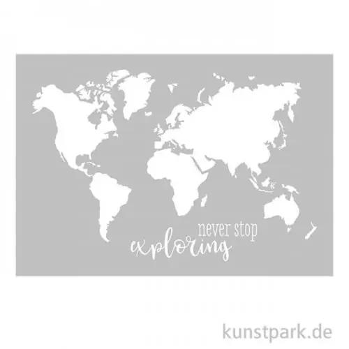 Schablone - World Map, mit Rakel, groß, DIN A3 Begrenztes Angebot